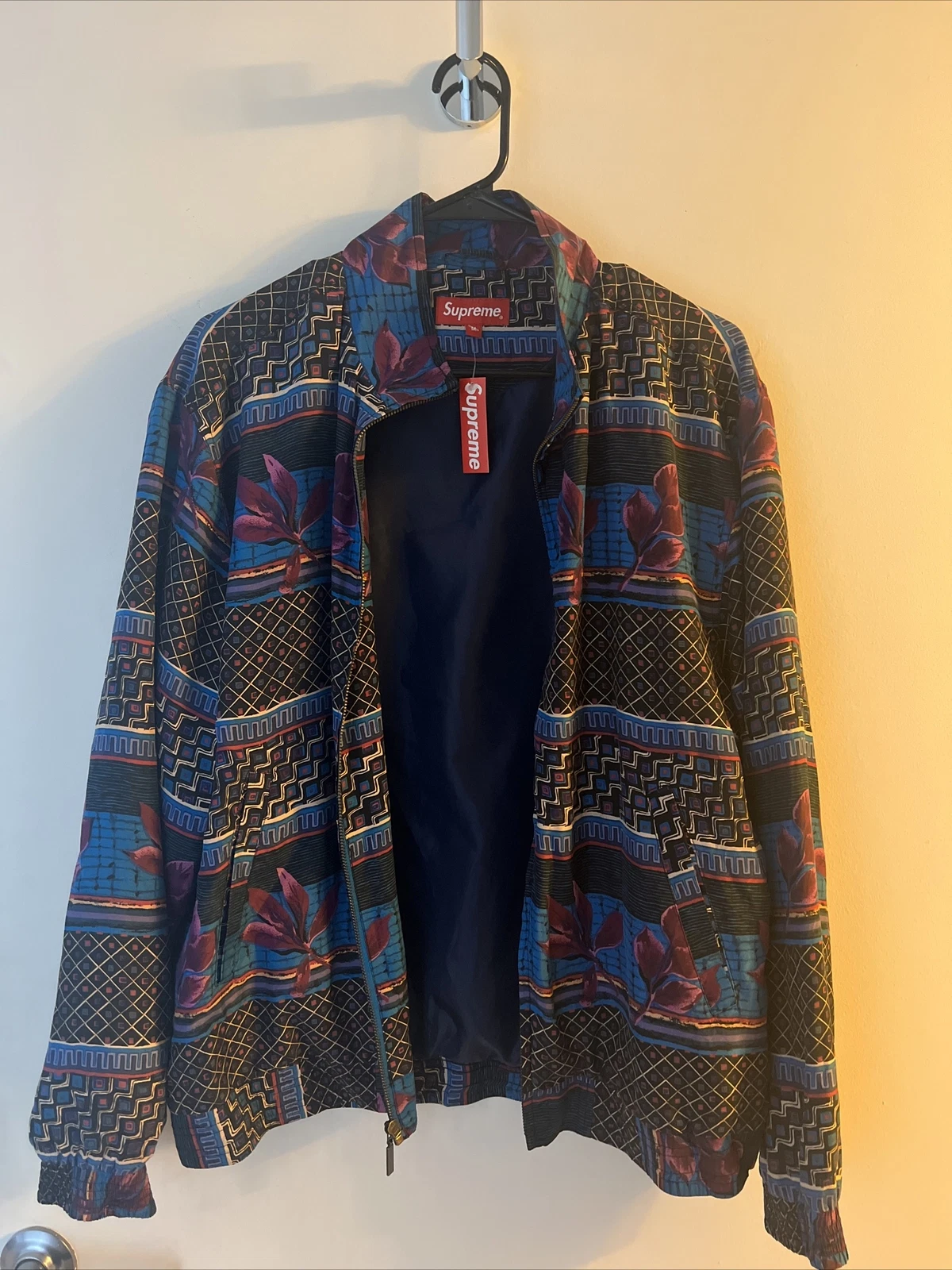 Blouson bombardier en soie marine Supreme vintage automne/hiver 2015 M   Neuf jamais porté