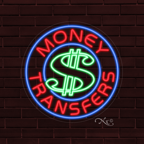 NEW "MONEY TRANSFERS" w/LOGO 26x26x1 INCH LED FLEX WINDOW/WALL INDOOR SIGN 31330 - Picture 1 of 1