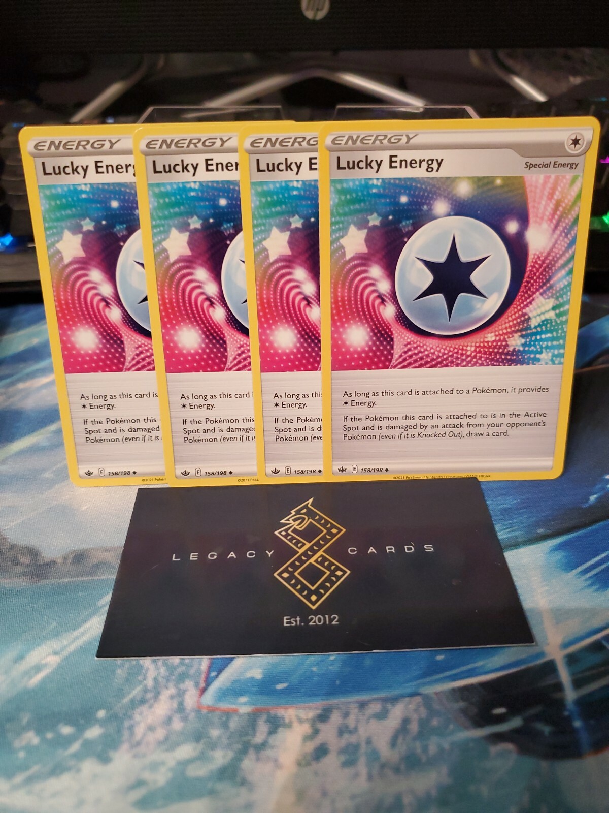 Lucky Energy Uncommon Pokemon Card 158/198 Chilling Reign EX-NM x4
