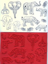 unmounted rubber stamps Elephant/Rhino collection 10 images