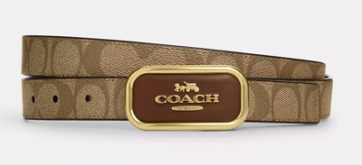 $79(PRICE FIRM) COACH Signature Buckle Belt, 25 MM New Authentic Coach Signature Buckle Belt 25mm Gold Tone,2  main image 3