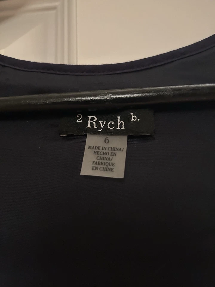 Платье-футляр RYCH с подкладкой темно-синее с блестками размер 6 - Изображение 3 из 4