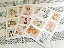 Flowers and Ladies Stickers, Vintage style, Set of 3 pages, High quality images
