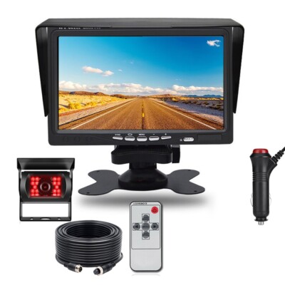 7'' Car Rear View Monitor 4 PIN IR Reversing Backup Camera Plug and Play Truck R