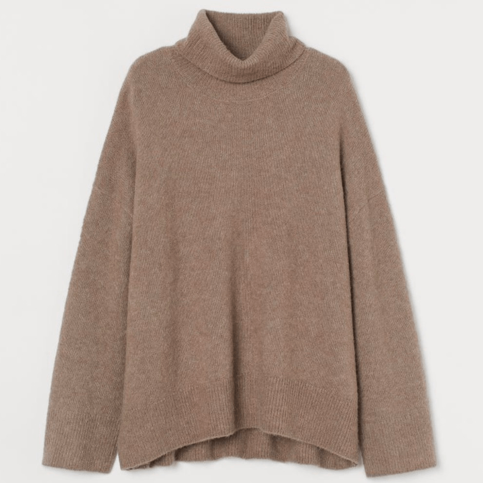 H&M tan relaxed fit turtleneck sweater size xs