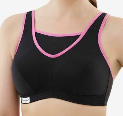 Glamorise Sport Camisole BH No Bounce Gr. 46D schwarz pink weich Vollschale 1066