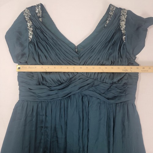 Adrianna Papell Women's Dress Dark Green Cap Sleeve NWOT Size 16 W Sequin Pleats - Picture 8 of 8