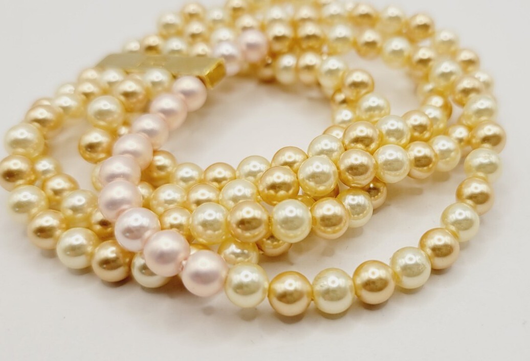Statement Multi Layer Stack Bead Pearl 5 Row Brac… - image 2