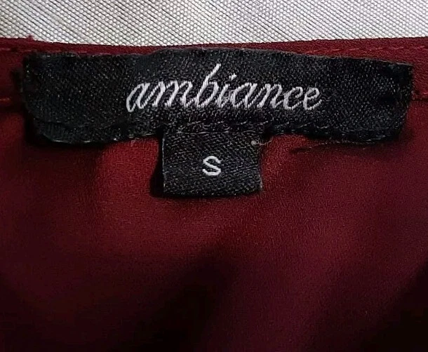 Blusa corta Ambiance talla S abierta con lazo trasero manga larga campana granate borgoña boho Foto 4 de 4