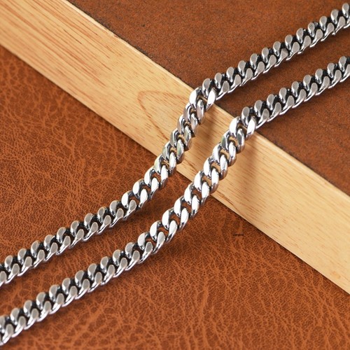 Pure 990 Fine Silver Chain Men Retro 6mm Curb Cuban Link Bracelet 21g/7.4inch - Picture 2 of 9