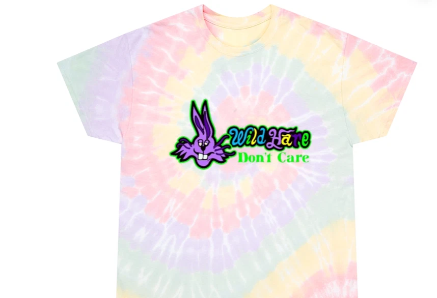 Wild Hare Tie-Dye Tee, Spiral Wild Hare Logo
