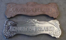 CASH REGISTER TOP SIGN 11 3/4 " C-C HOLES AMOUNT PURCHASED