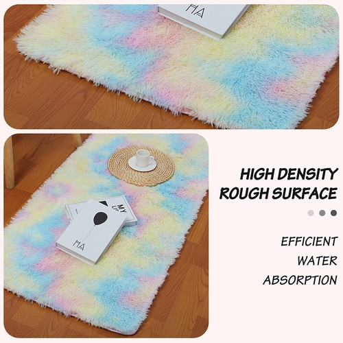 Faux Fur Fluffy Shag Rug Long Pile Non-Skid Furry Carpet in Many Colors + Sizes - Picture 5 of 102