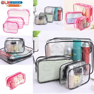 ETOPDEAL-5A 3 Piece Clear Travel Bag Set Transparent Makeup Toiletry Waterproof Wash Pouch