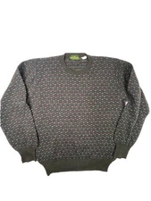 Vtg Boundary Waters Sweater Medium Gray Colored Flecks Wool Made in Italy