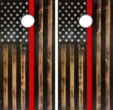 Rustic Red Lives Flag Cornhole Board Wrap LAMINATED Decal Vinyl Sticker 4471