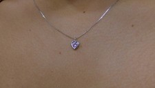 PINK SAPPHIRE HEART NECKLACE WHITE GOLD 0.12CT GENUINE PINK SAPPHIRE