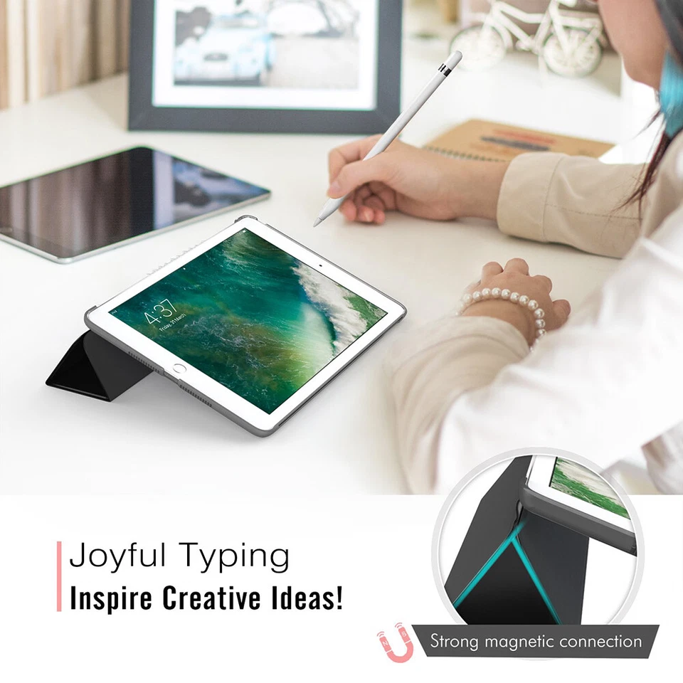 Slim Smart Magnetic Leather Stand Case Cover For iPad Pro 13/11 5/6/7/8/9/10th - Image 3 of 4