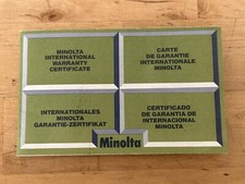 Minolta International Warranty Certificate 50mm F1.7 Camera Lens Lenses Pamphlet