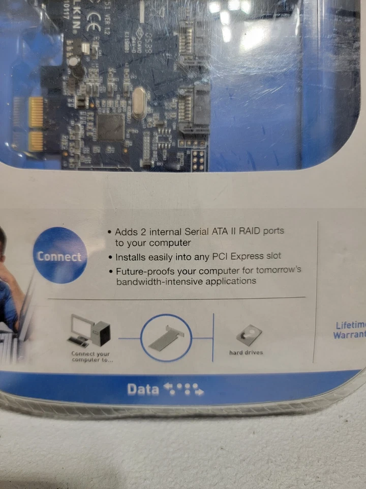 Belkin SATA II Raid  2-Port PCi Express Card  F5U251 NOS SEALED in Package - Image 2 of 4