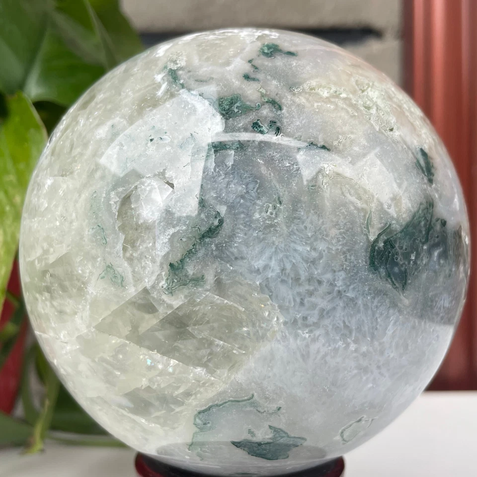 1764g Natural Moss Agate Ball Quartz Crystal Sphere Reiki Meditation Decoration - image 4 of 4
