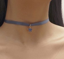 Gold Plated Steel Gray Star Choker Necklace 12 2/8"   842