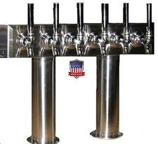 Stainless Steel Draft Beer Tower Made in USA - 6 Faucets - Air Cooled  -PT6SS