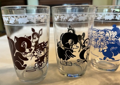 COCINA RETRO DE COLECCIÓN, JUEGO DE 5 GAFAS SWIG KRAFT ELEGANTES, ANIMALES BEBÉS - Imagen 3 de 9
