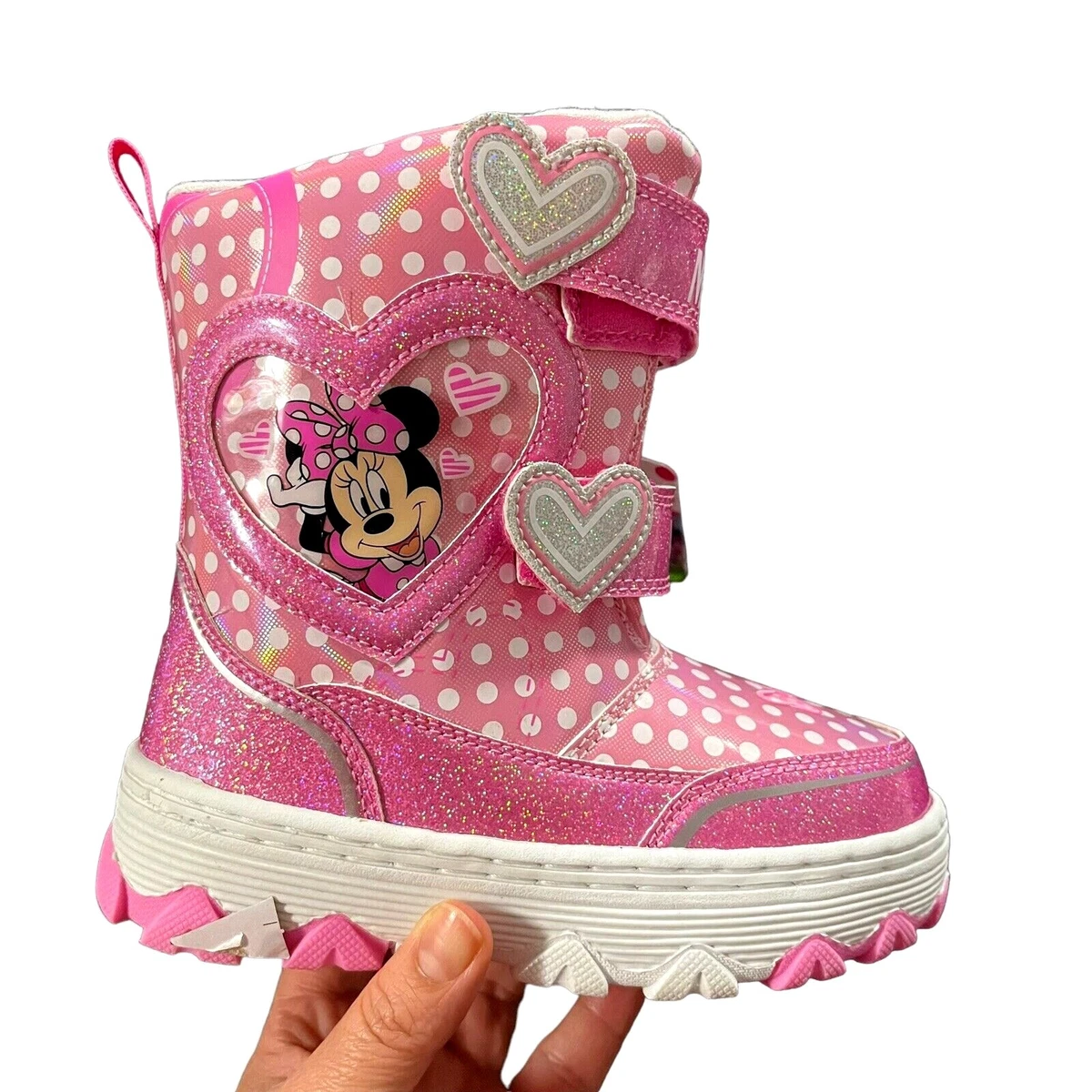 Disney Minnie Mouse Little Girls Snow Boot Size 11 Pink Lightweight Warm Comfy