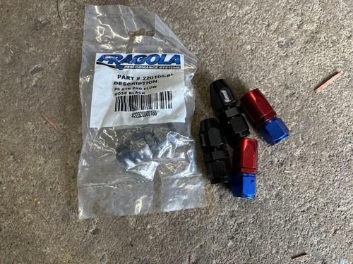 220106-BL Fragola -6 AN Straight Swivel Hose End Fitting Aluminum, Black