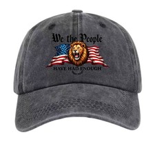 Unisex We The People Have Had Enough Lion USA Flag Cap Vintage Washed Dad Hat