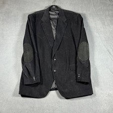 Circle S Mens Black Corduroy Western Blazer Sport Coat Elbow Patches 48L
