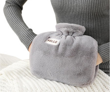 Ieasey Hot Water Bottle with Fleece Cover UK 1.2L Winter Hand Warmer Muff Fluffy