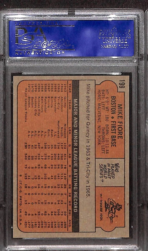 1972 TOPPS #199 MIKE FIORE PSA 8 NM-MT 90597827  - Image 2 of 3