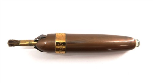 Vintage MARTHA LORRAINE Retractable Lip Brush Brown 1940's era in Nice Condition