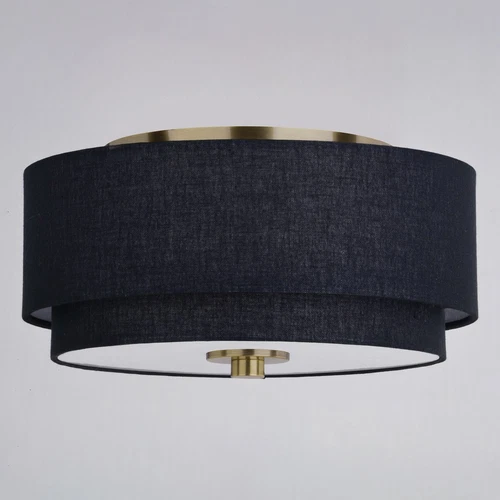 Burnaby 13-in. 2 Light Flush Matte Brass with Black Fabric - Picture 4 of 6