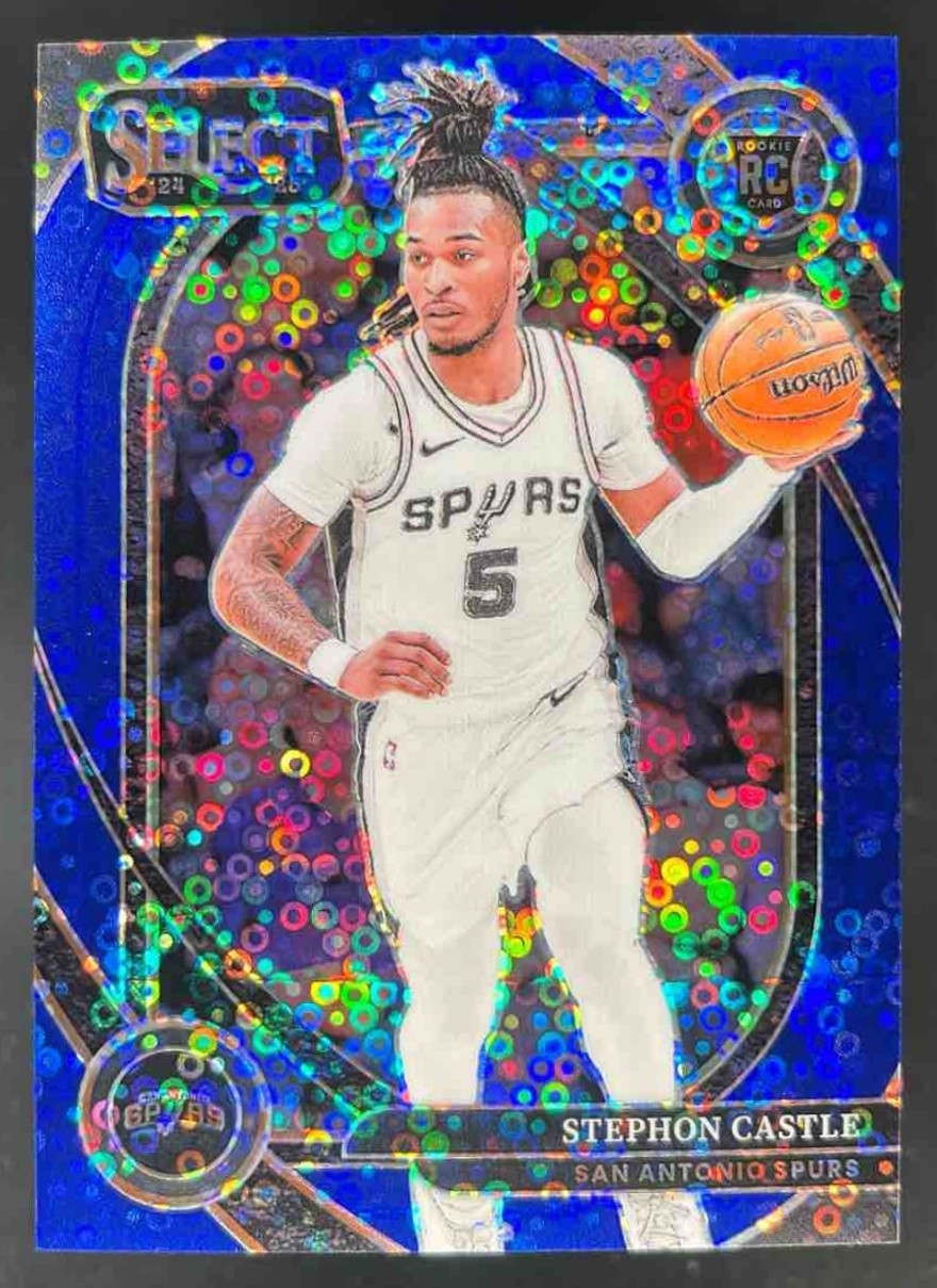 2024-25 Panini Select #292 Stephon Castle RC Courtside Blue Disco Prizm /25
