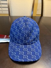 Cappello da baseball blu con logo Gucci GG nuovo autentico taglia L
