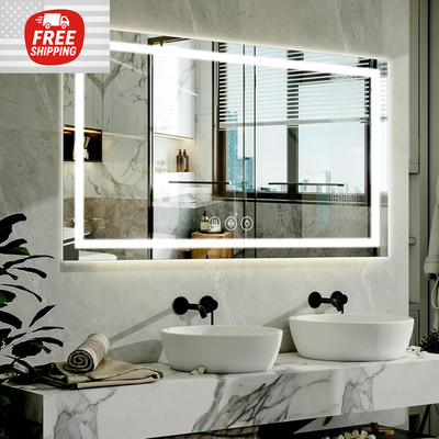 60 x 40 Extra Large LED Lighted Bathroom Mirror Wall Anti-Fog Vanity Clearance