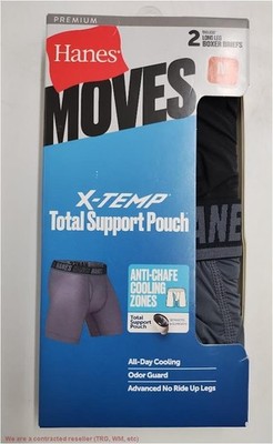 Hanes Moves Premium Men's Anti-Chafe Total Support Pouch X-Temp Long Leg Boxe...