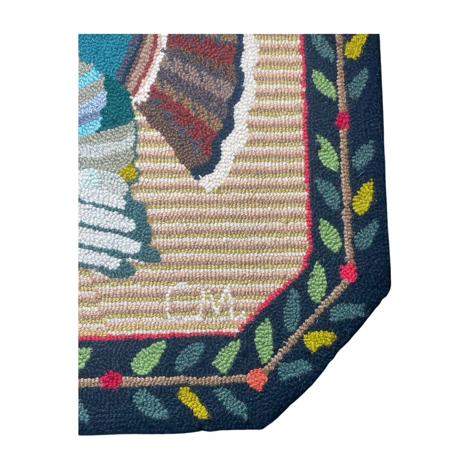 Vintage 1995 Claire Murray Rug Signed Thanksgiving Turkey 100% Wool Holiday Mat - Image 2 of 4