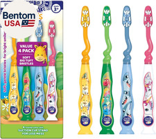 Kids Toothbrush with Suction Cup Fun Animal Designs - Soft Bristles for Health