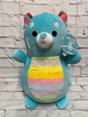 NWT Squishmallows Hug Mees 14  Vanessa Red Panda Turquoise Rainbow Fuzzy Belly