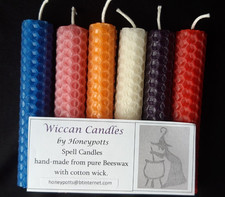 Wiccan Candles. Spell Candles, made from Beeswax. Mixed Colours. Handmade.