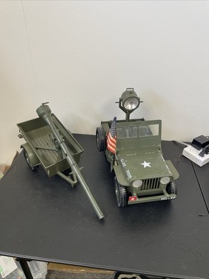 Vintage 1960s Hasbro GI JOE Official Jeep 7000 and Trailer Cannon