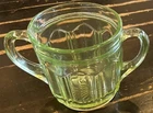 Anchor Hocking Colonial Green Uranium Depression Glass Open Sugar Bowl - Glows!