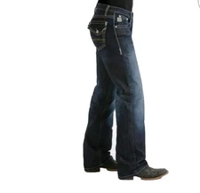 Cinch Jeans Rylan Flap Pocket Mens 31×32 Relaxed Fit Whiskered Western Workwear 