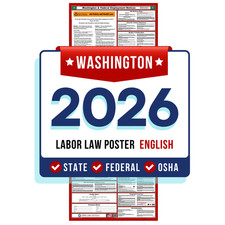 Washington State and Federal Labor Law Poster 2026 - Non-Laminated Paper