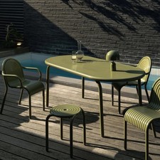 Tom Dixon Groove Obround Outdoor Dining Table Green Aluminium 160x100cm