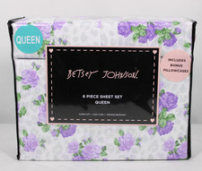 New Betsey Johnson Purple Wild Love Queen 6 Piece Sheet Set Bonus Shams